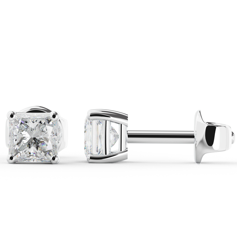 Classic Princess-Cut Earring Setting 18k Gold - Image 5