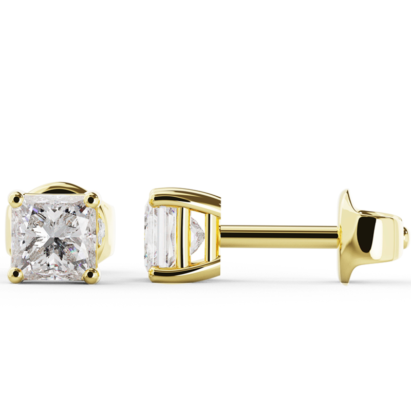 Classic Princess-Cut Earring Setting 18k Gold - Image 6