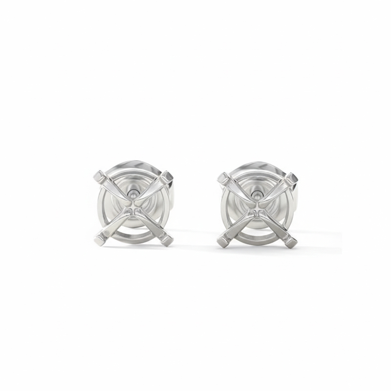 4-Prong Signature Earring Settings in 18K Gold - Image 3
