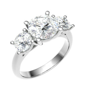 Classic Three-Stone Diamond Ring 18 Gold / Platinum