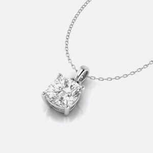 18k Gold Cushion-Shaped Diamond Pendant Setting