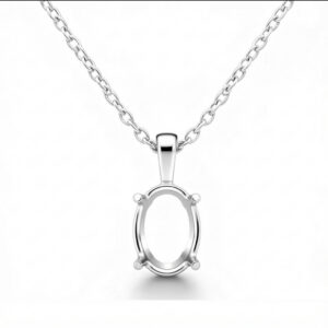 18k Gold Oval-Shaped Diamond Pendant Setting
