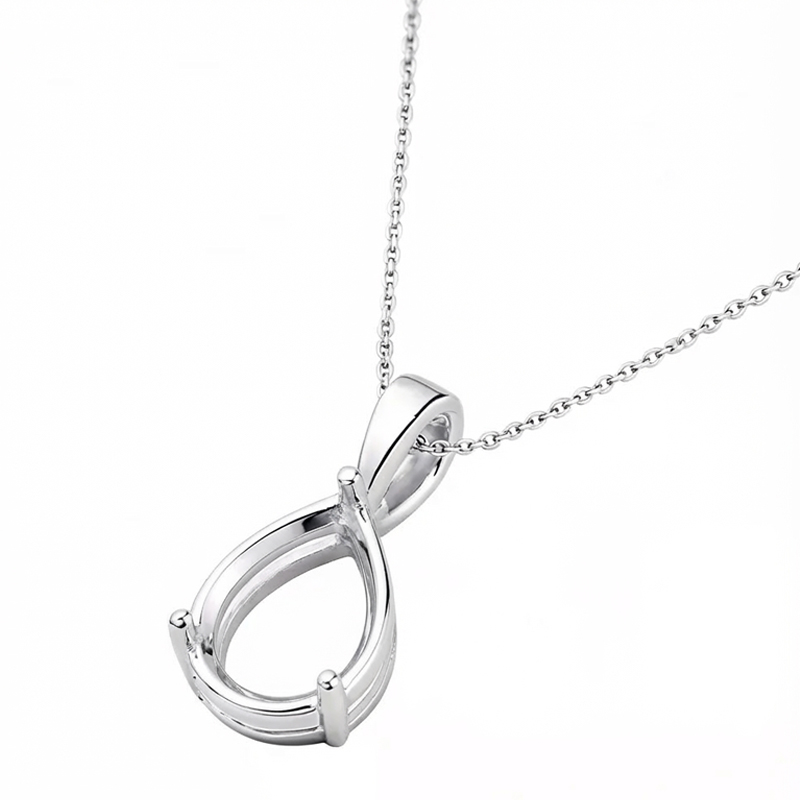 18k Gold Pear-Shaped Diamond Pendant Setting - Image 2