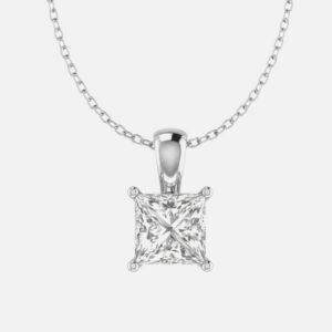 18k Gold Princess Shaped Diamond Pendant