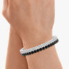 EBONY & IVORY <BR>9.60 Ct. Black & White Diamond Tennis Bracelets in 18K Gold - Image 3