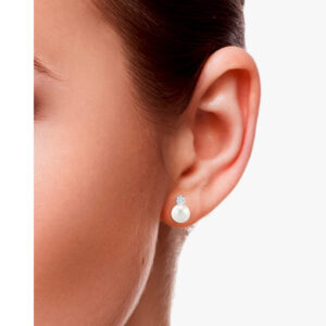 Diamond Earrings With Akoya Pearls<br>0.40 Ct. to 1.00 ct. in 18K Gold