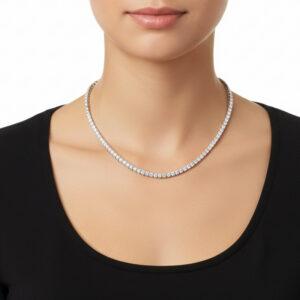 Round Brilliant Riviere Diamond Necklace<BR>16.80 in 18K Gold