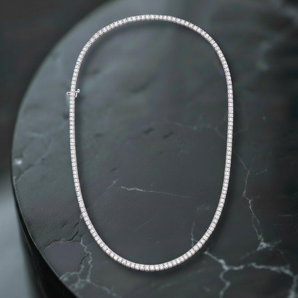 Round Brilliant Riviere Diamond Necklace<BR>5.55 Ct. In 18k Gold - Image 3