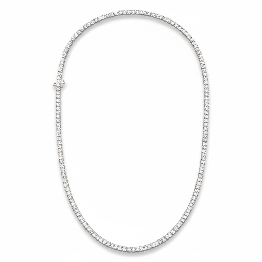 Round Brilliant Riviere Diamond Necklace<BR>5.55 Ct. In 18k Gold - Image 4