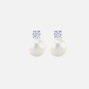 Diamond Earrings With Akoya Pearls<br>0.40 Ct. to 1.00 ct. in 18K Gold