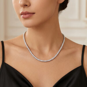 Round Brilliant Riviere Diamond Necklace<BR>11.70 Ct. in 18K Gold