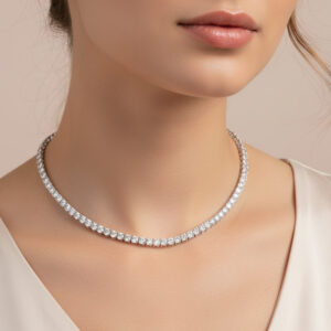 Round Brilliant Riviere Diamond Necklace<br>22.60 ct. in 18k Gold