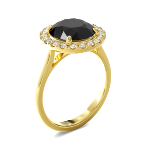 BLACK DIAMOND RING & WHITE DIAMONDS<br>3.20 ct. 18K Gold