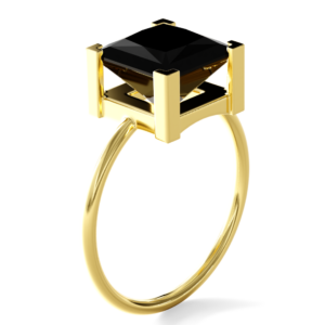 PRINCESS CUT BLACK DIAMOND RING <BR>3.20 Ct. Black Diamond in 18K Gold