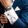 PREMIUM LAPIS SQUARE CUFFLINKS<BR>4.00-6.00 ct. In 18K Yellow Gold - Image 5