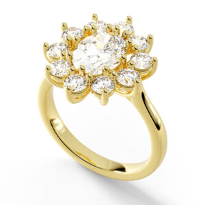 White SUFNLOWER RING<br>1.80 ct. Oval & 1.00 ct. Diamonds In 18K Gold