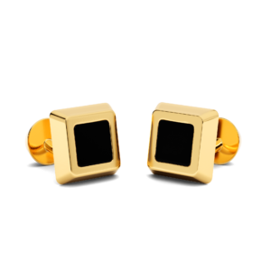 TOP BLACK DIAMOND SQUARE CUFFLINKS<BR>6.40-8.00 Ct. In 18k Yellow Gold