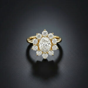 Sunflower Oval Diamond Engagement Ring