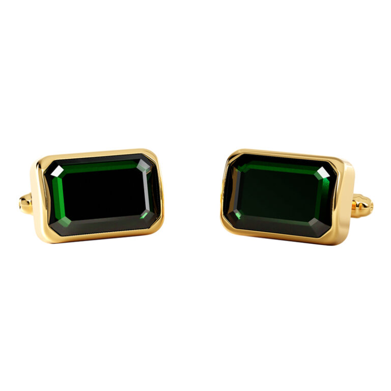 PREMIUM VERDANT EMERALD CUFFLINKS<BR>4.00-6.00 Ct. In 18K Yellow Gold