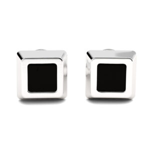 TOP BLACK DIAMOND SQUARE CUFFLINKS<BR>6.40-8.00 Ct. In 18k White Gold