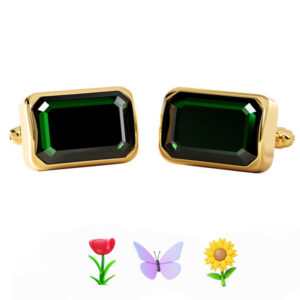 3.00 CT. PREMIUM VERDANT EMERALD CUFFLINKS<BR>in 18k Yellow Gold