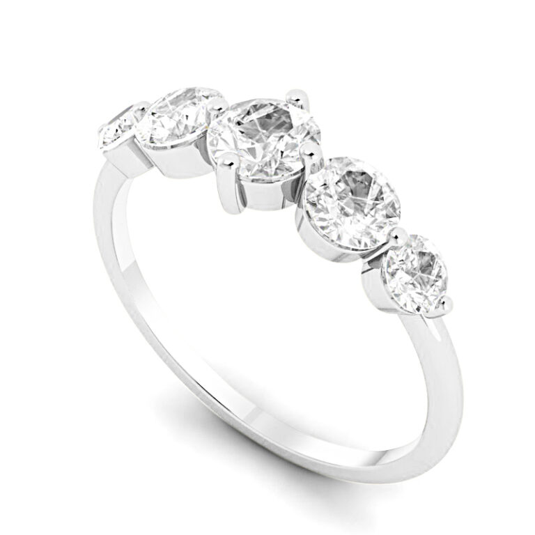 FIVE-STONE GRADUATED DIAMOND RING<br>0.75 Ct. 18K Gold