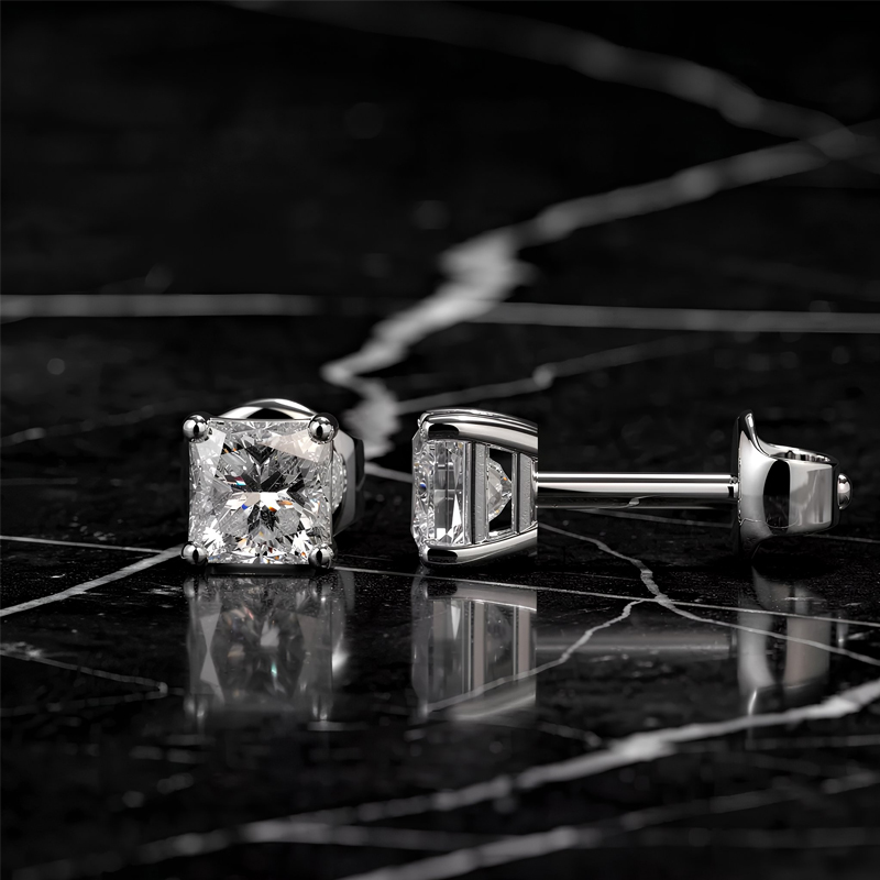 Classic Princess Diamond Stud Earrings<br>0.60 to 1.00 Ct. 18K Gold - Image 2