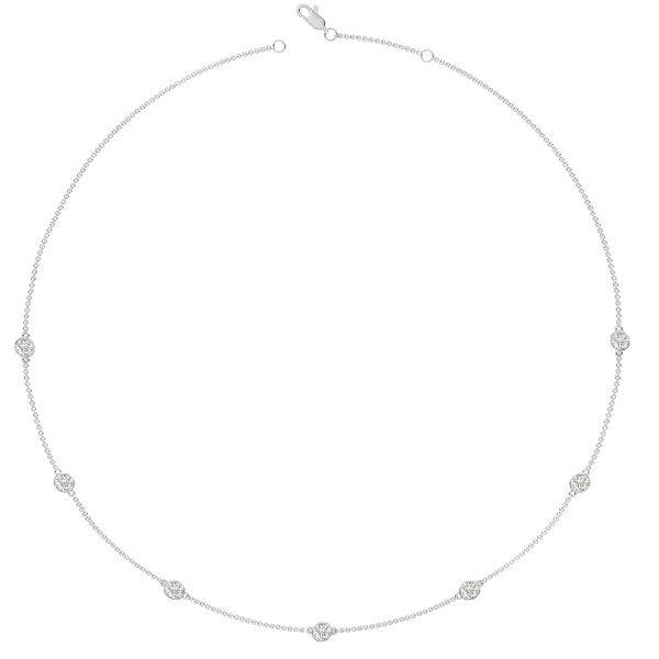 Seven Diamond Bezel Necklace<BR>1.05 ct.-1.40 ct. 18K Gold - Image 2