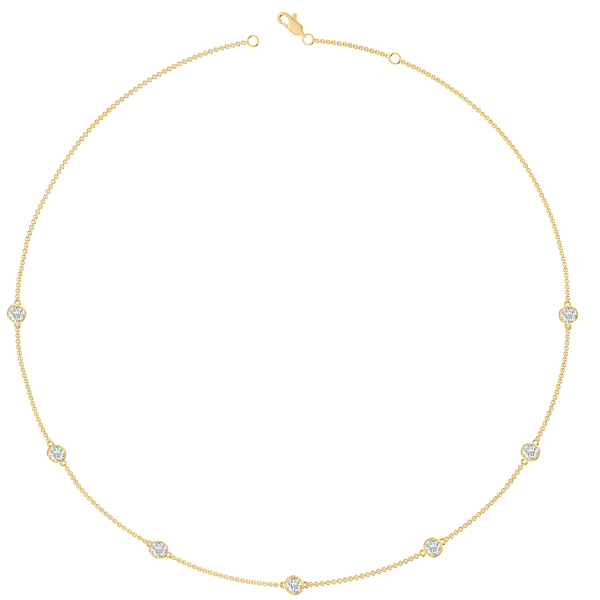 Seven Diamond Bezel Necklace<BR>1.05 ct.-1.40 ct. 18K Gold - Image 3