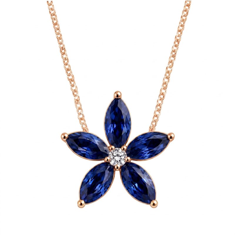 5 Petal Sapphire Pendant<BR>2.95 ct. 18K Gold - Image 5