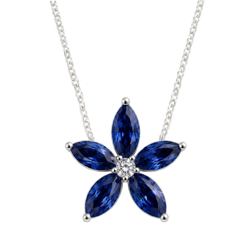 5 Petal Sapphire Pendant<BR>2.95 ct. 18K Gold - Image 3