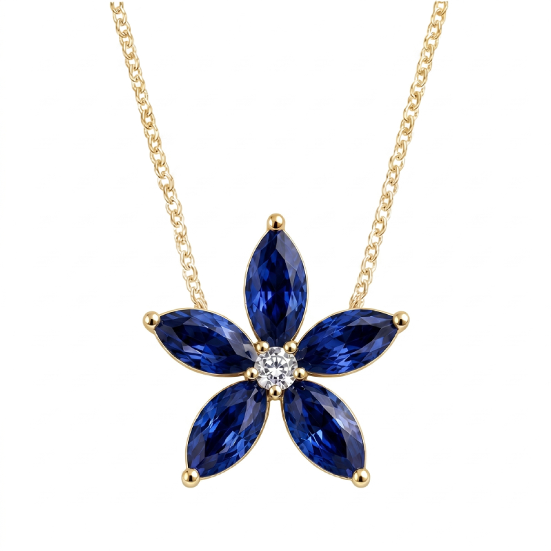 5 Petal Sapphire Pendant<BR>2.95 ct. 18K Gold - Image 4