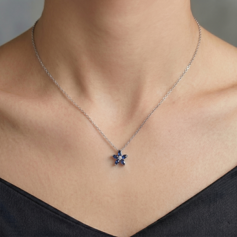 5 Petal Sapphire Pendant<BR>2.95 ct. 18K Gold - Image 2