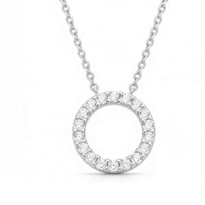 Diamond Halo Pendant Necklace<BR>0.50 ct. 18K Gold