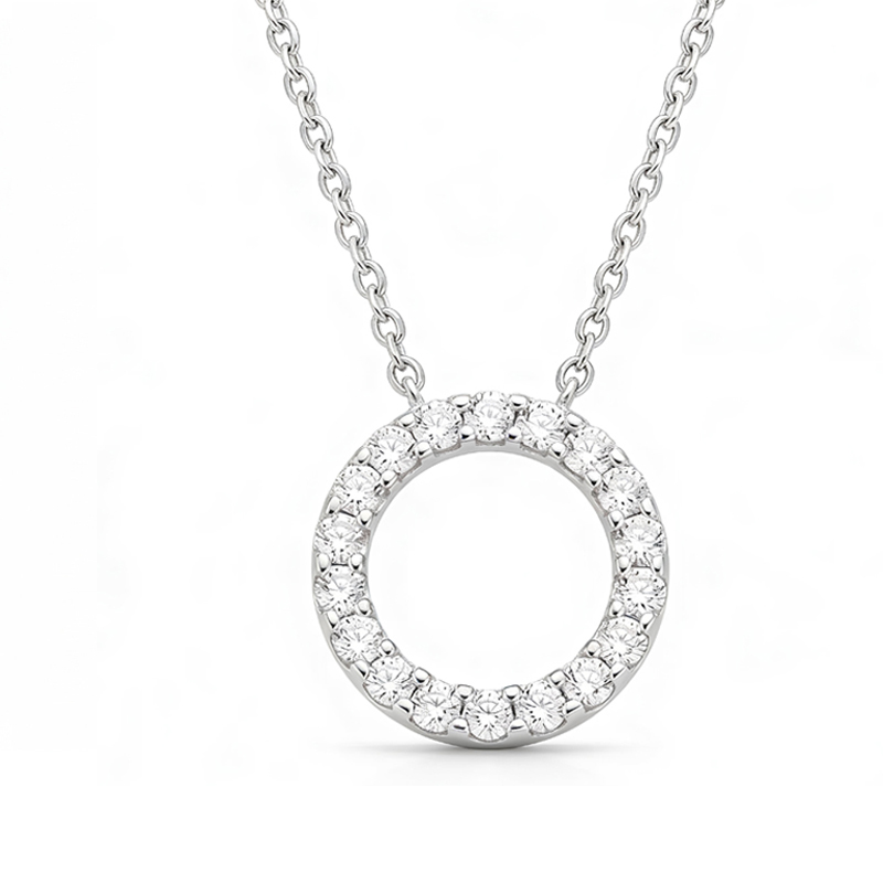 Diamond Halo Pendant Necklace<BR>0.50 ct. 18K Gold