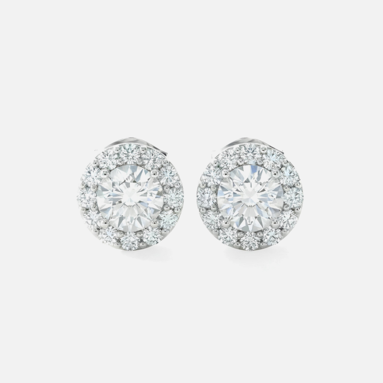 Classic Diamond Halo Earrings<br>0.60 to 1.00 Ct. 18K Gold