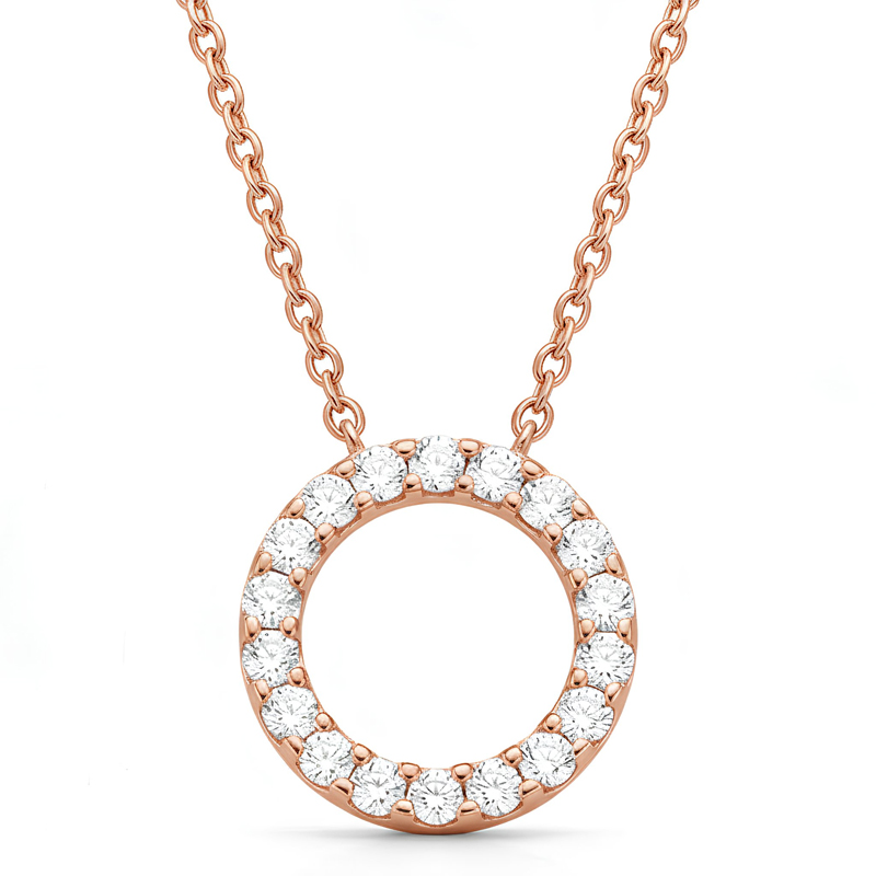 Diamond Halo Pendant Necklace<BR>0.50 ct. 18K Gold - Image 4