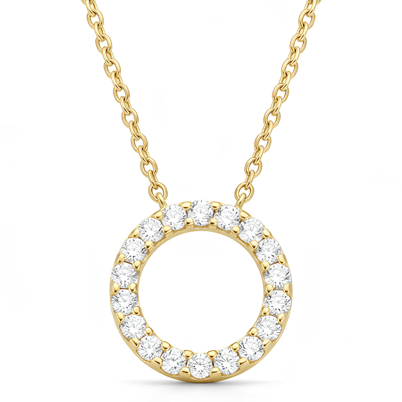 Diamond Halo Pendant Necklace<BR>0.50 ct. 18K Gold - Image 3