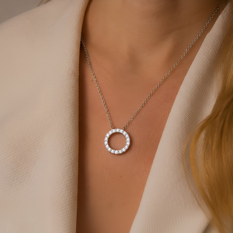 Diamond Halo Pendant Necklace<BR>0.50 ct. 18K Gold - Image 2