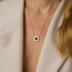 Emerald Flower Pendant<BR>1.46 ct. 18K Gold