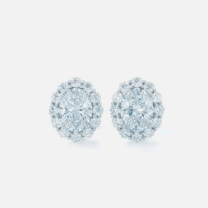 Oval Diamond Halo Earrings<br>0.60 to 1.00 Ct. 18K Gold