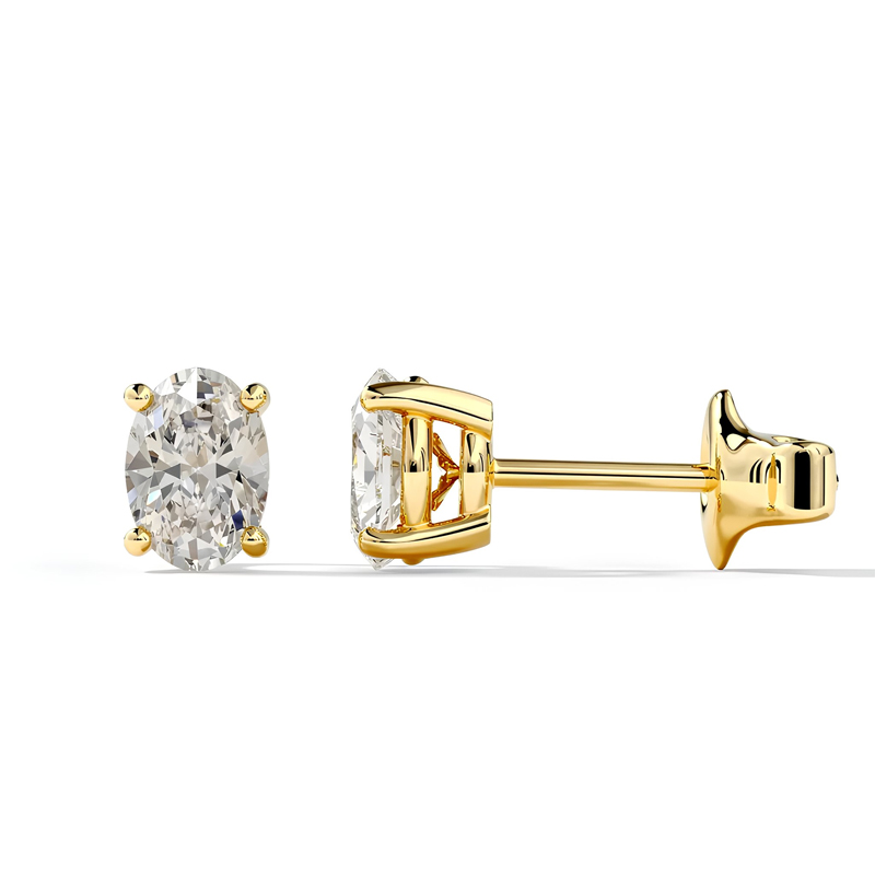 Classic Diamond Oval Earrings<br>0.60 to 1.00 Ct. 18k Gold - Image 4