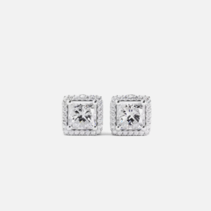 Princess Diamond Halo Earrings<br>0.60 to 1.00 Ct. 18K Gold