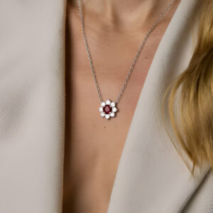 Ruby Flower Pendant<BR>1.46 ct. 18K Gold
