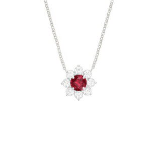 Ruby Flower Pendant<BR>1.46 ct. 18K Gold