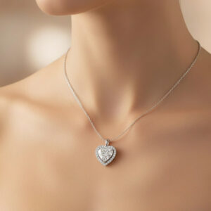 Heart-Shaped Diamond Halo Pendant