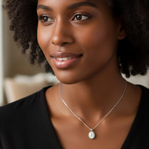 Oval-Shaped Diamond Halo Pendant