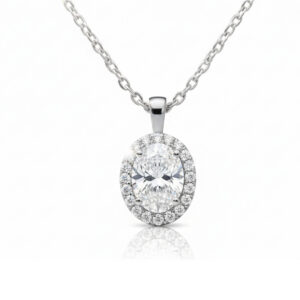 Oval-Shaped Diamond Halo Pendant