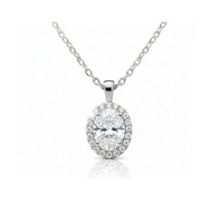 Oval-Shaped Diamond Halo Pendant