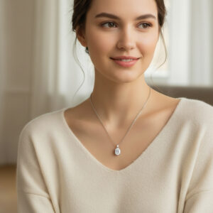 Oval-Shaped Diamond Solitaire Pendant